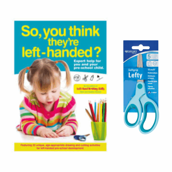 "So You Think They're Left Handed?" Book and a pair of left-handed children's scissors