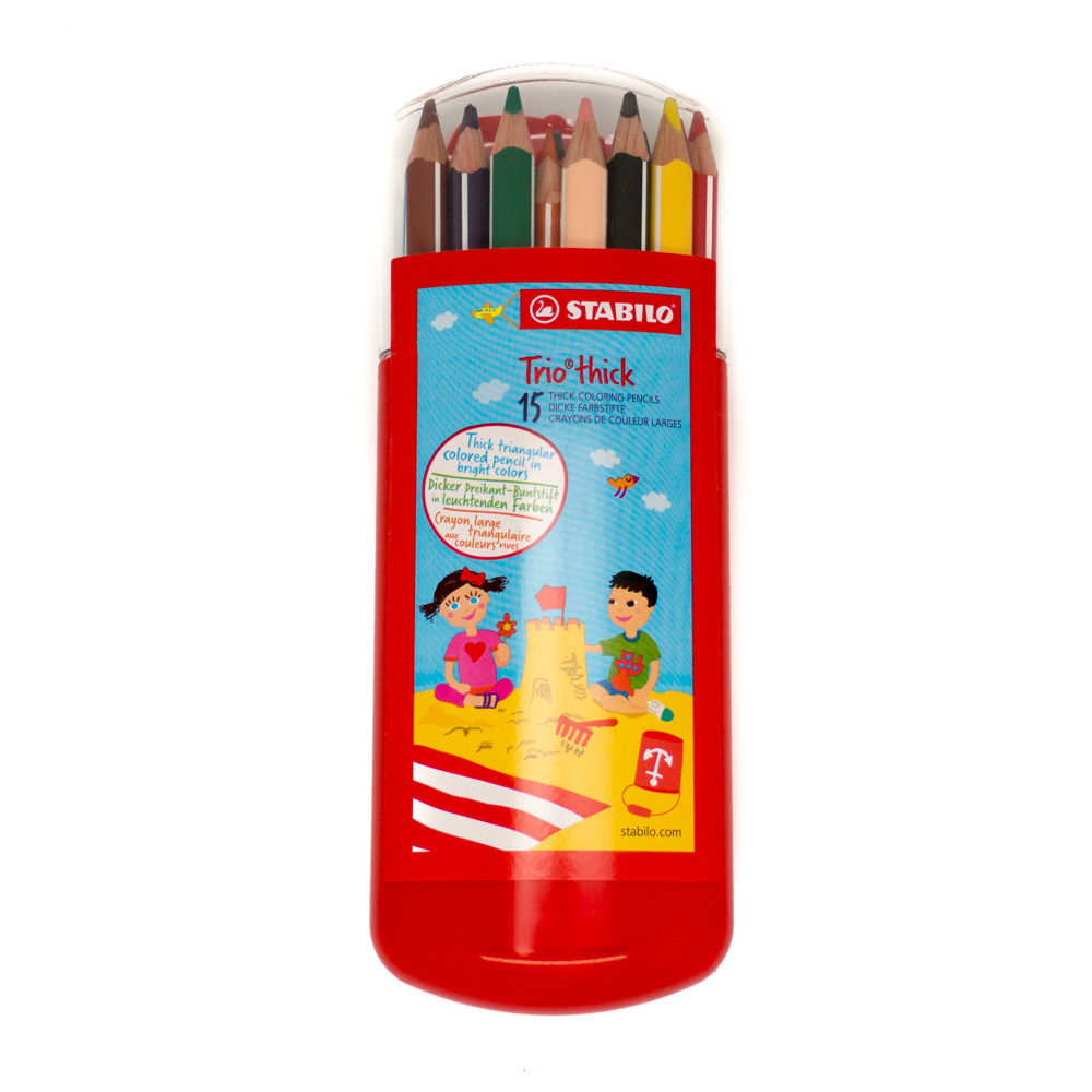 Trio Thick Crayons containing 15 colours Triangular Right or Left handed Left 'n Write