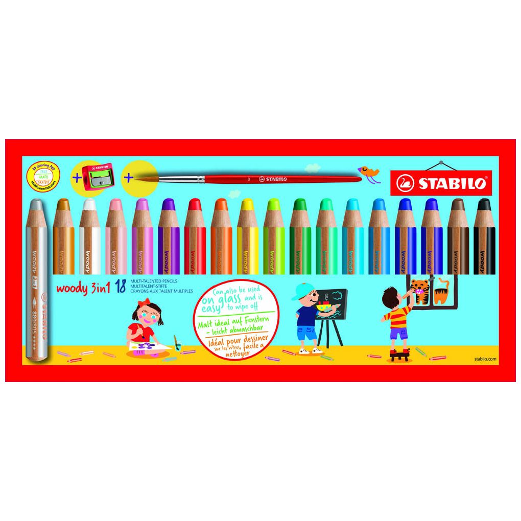 STABILO Woody 3 in 1 Multi Talent Pencil Crayon - Dark Green (Pack of 5)