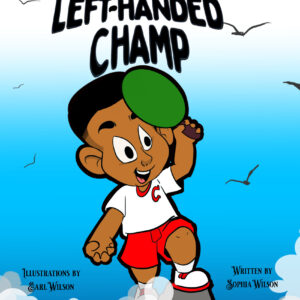 Front cover of a book showing a title of "the Left-Handed Champ" and a figure of a boy