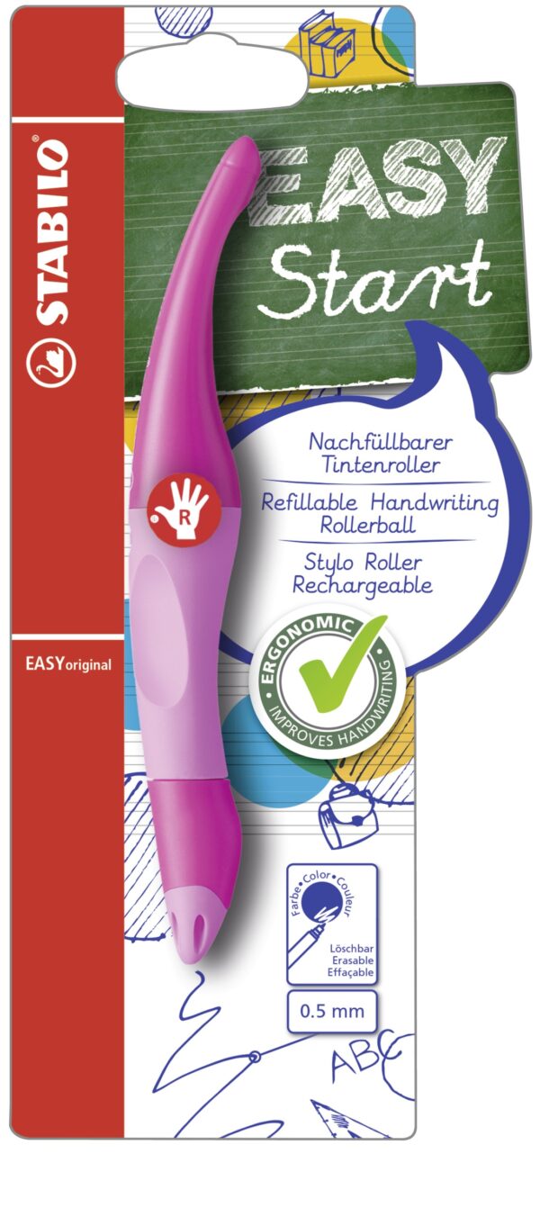 Right handed Stabilo Easy Original pen, Light pink/dark pink barrel