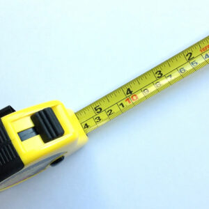 Left handed tape measure with scale running from right to left